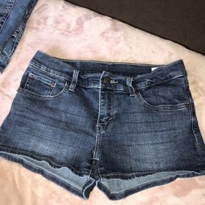 Low rise denim shorts